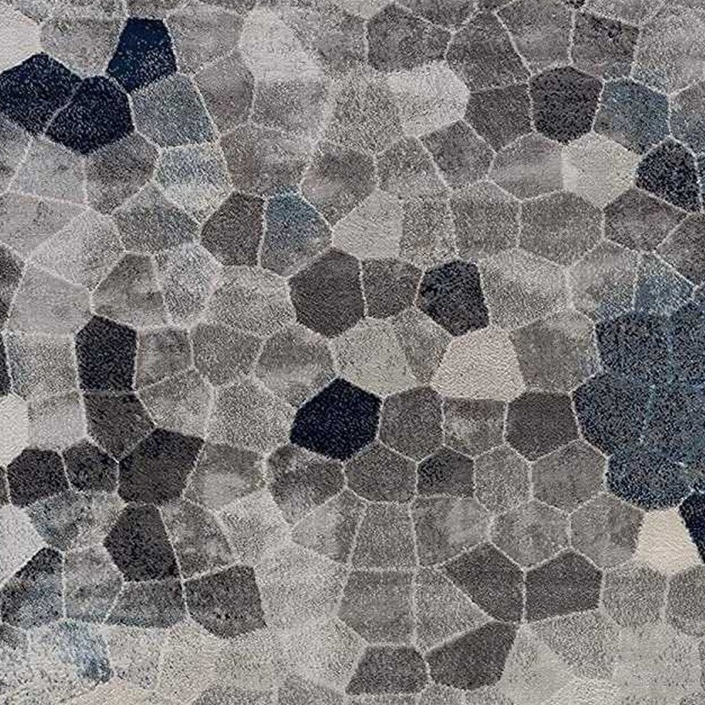 HomeRoots 2’ x 3’ Navy Blue Cobblestone Pattern Scatter Rug