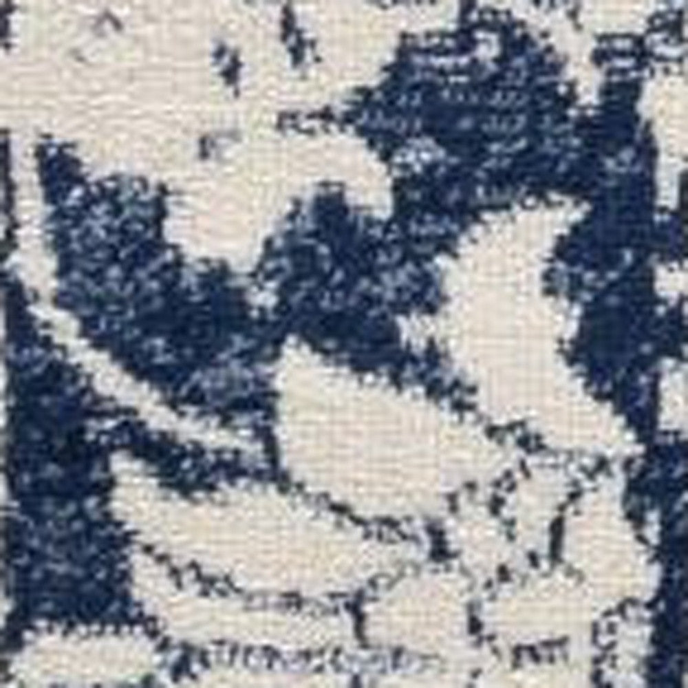 HomeRoots 2' x 3' Navy Blue Distressed Floral Scatter Rug