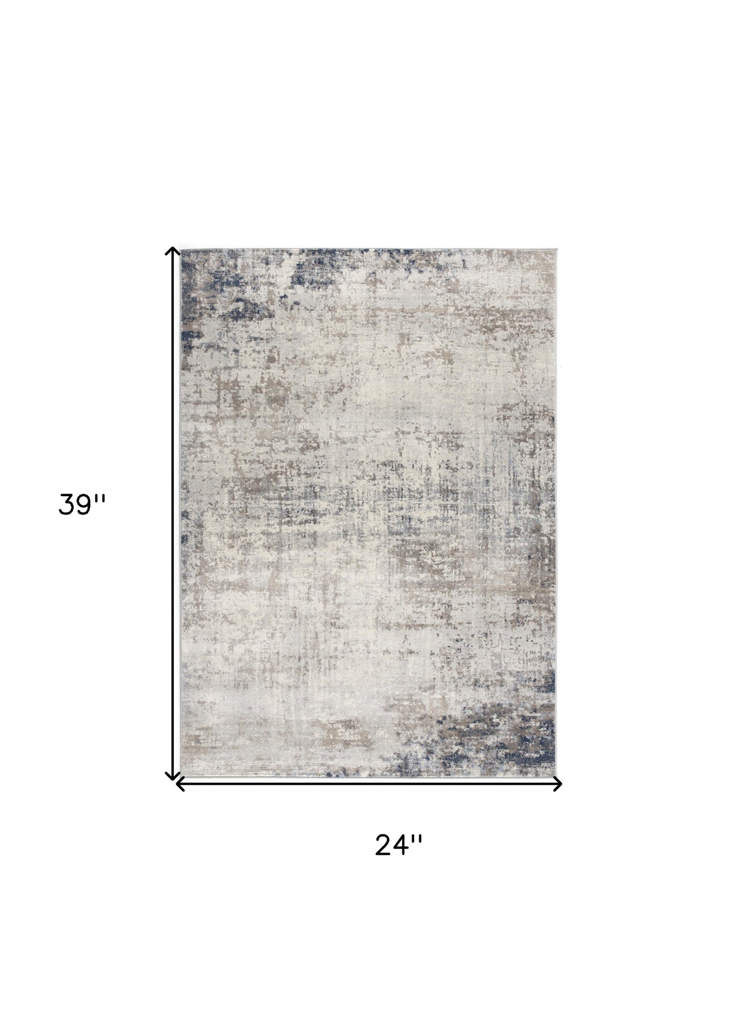 HomeRoots 2’ x 3’ Navy Blue Distressed Striations Scatter Rug