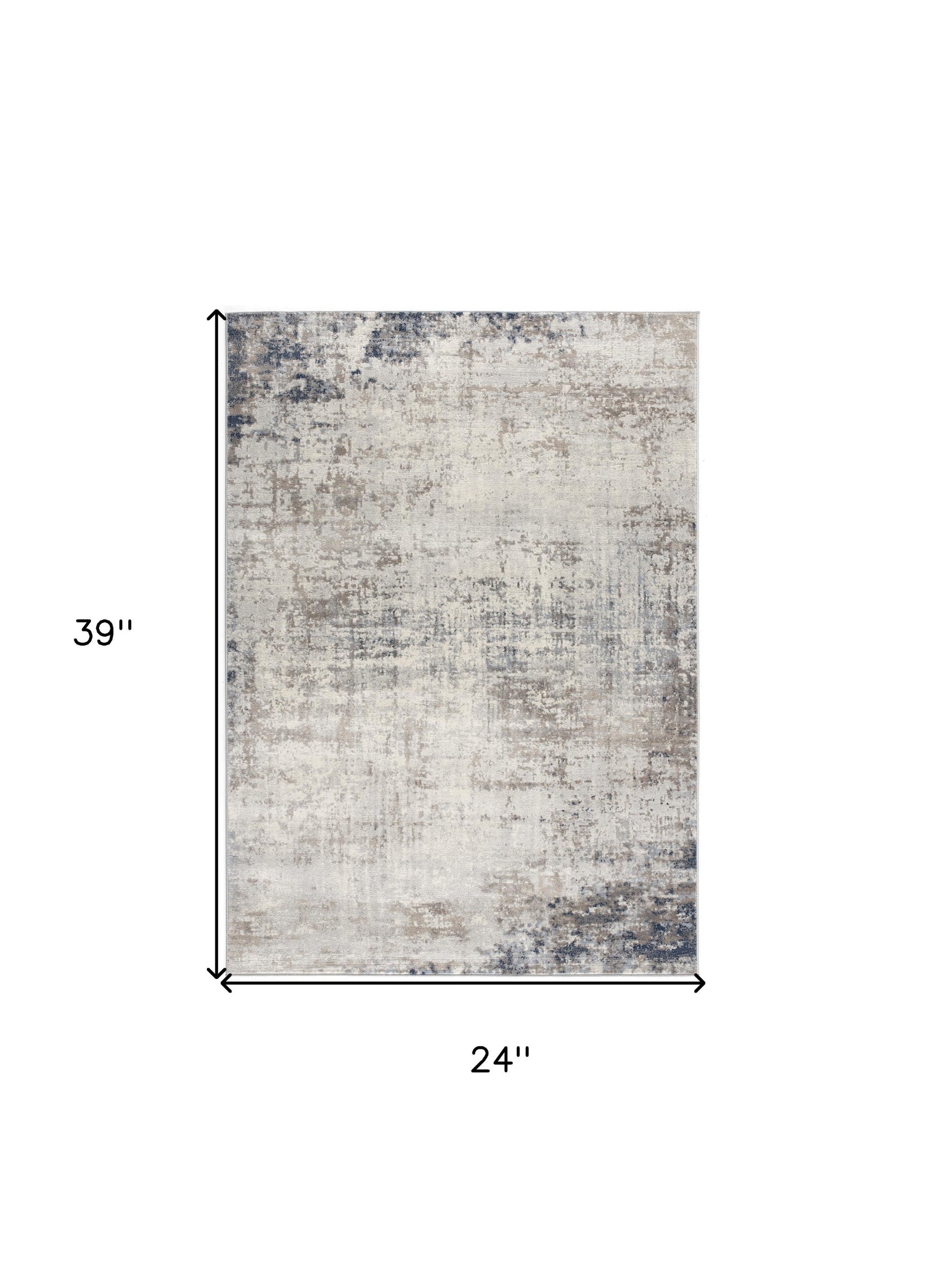 HomeRoots 2’ x 3’ Navy Blue Distressed Striations Scatter Rug