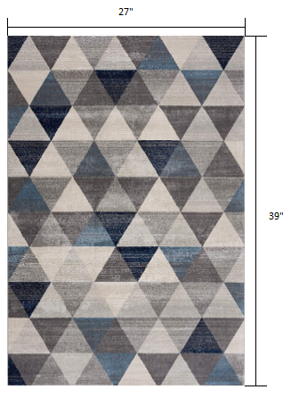 HomeRoots 2’ x 3’ Navy Blue Geometric Diamond Scatter Rug