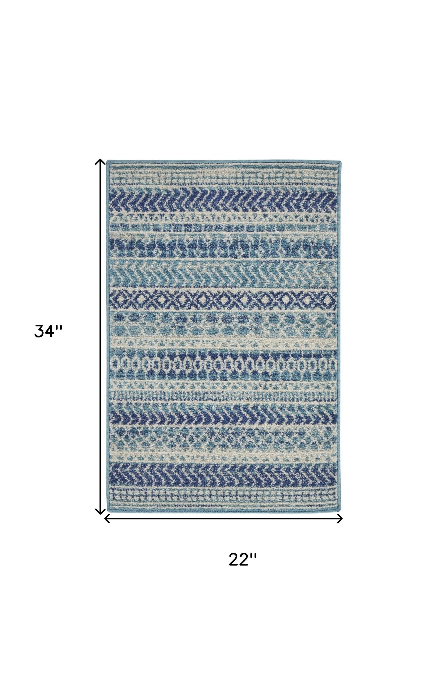 HomeRoots 2' x 3' Navy Blue Ornate Stripes Scatter Rug