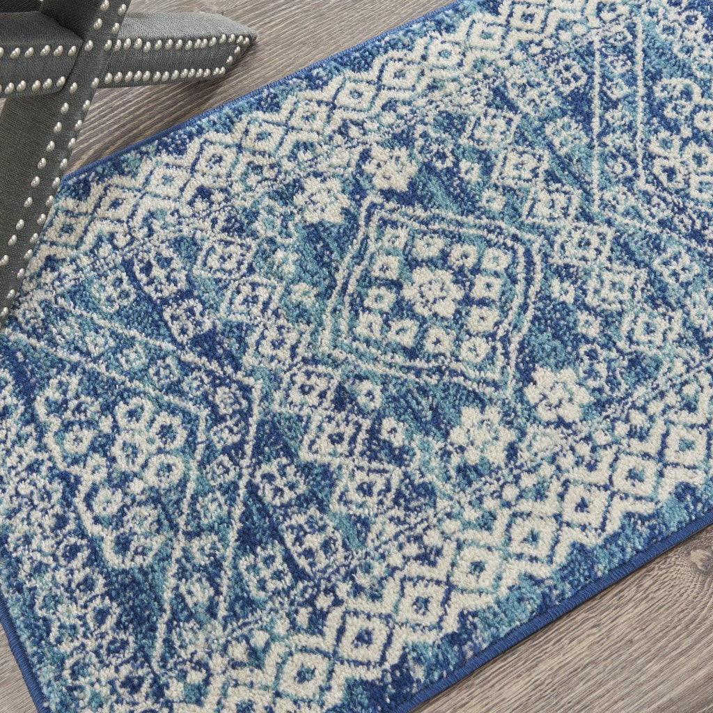 HomeRoots 2' x 3' Navy Blue and Ivory Persian Motifs Scatter Rug