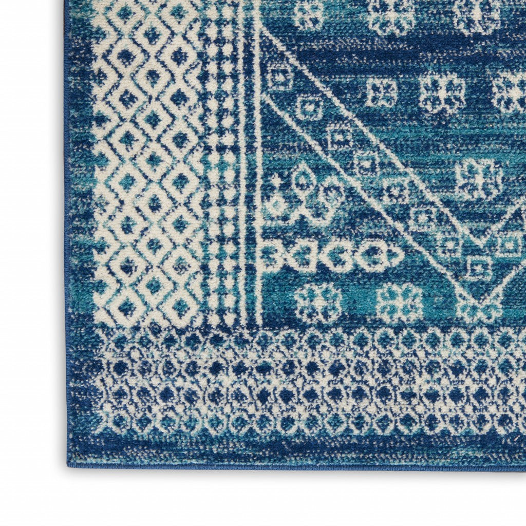 HomeRoots 2' x 3' Navy Blue and Ivory Persian Motifs Scatter Rug
