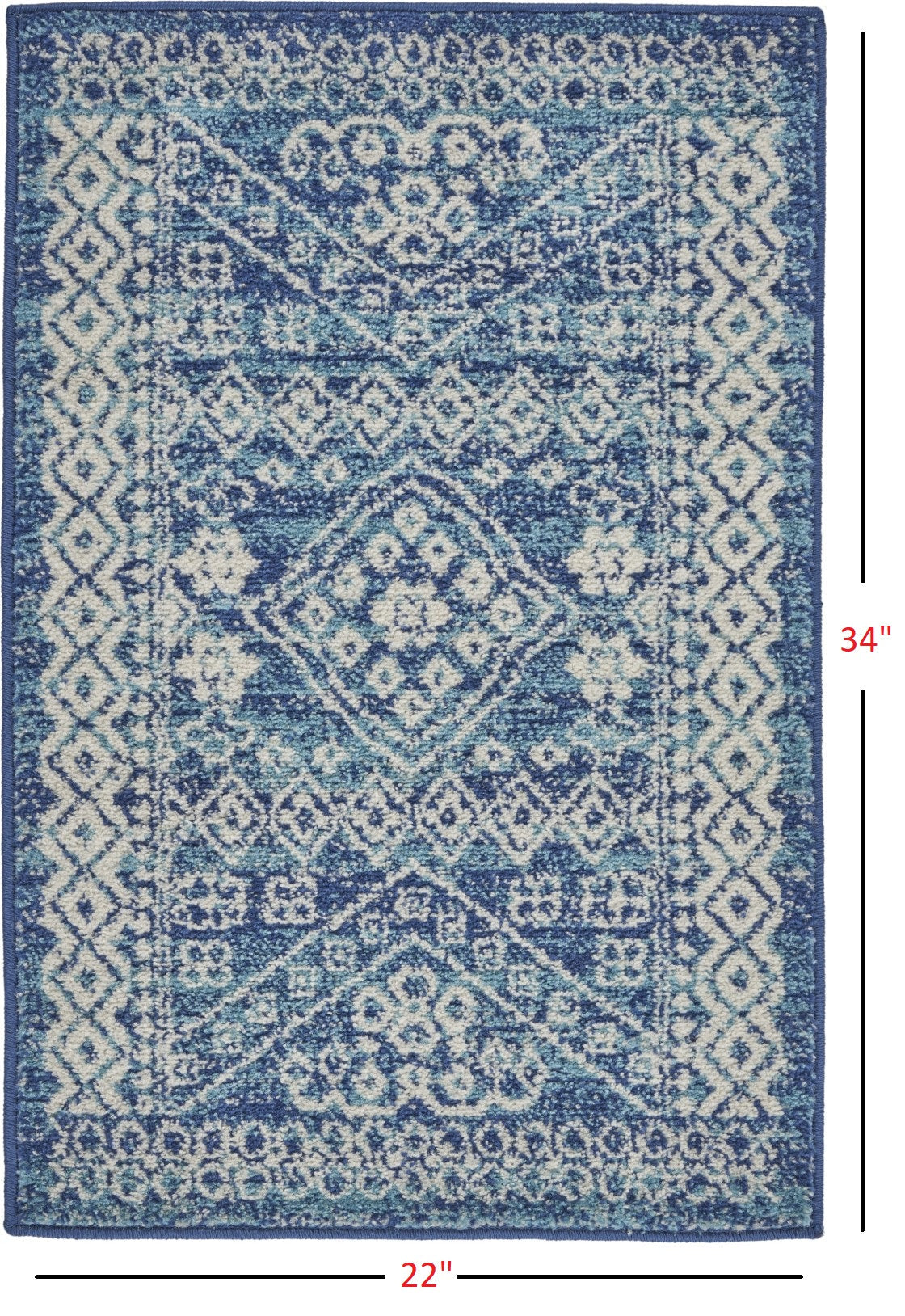 HomeRoots 2' x 3' Navy Blue and Ivory Persian Motifs Scatter Rug