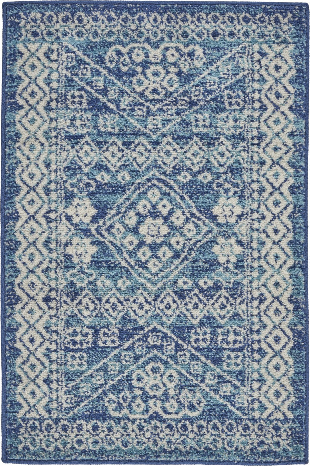 HomeRoots 2' x 3' Navy Blue and Ivory Persian Motifs Scatter Rug
