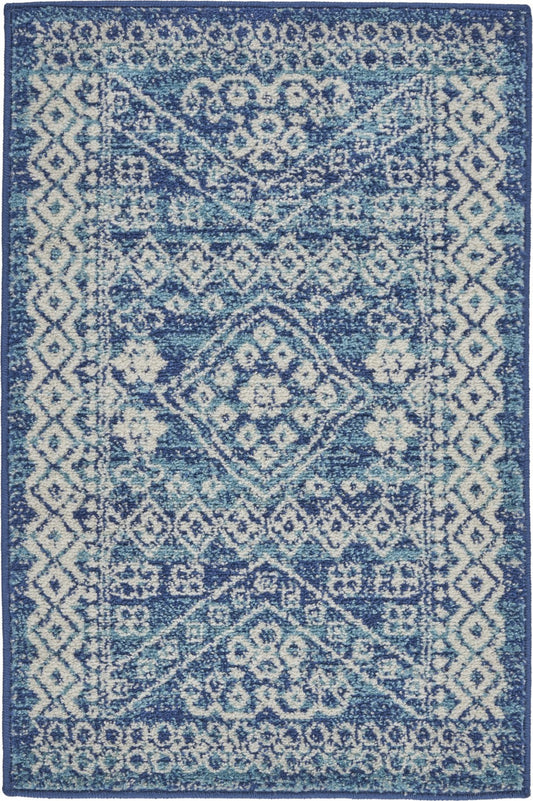 HomeRoots 2' x 3' Navy Blue and Ivory Persian Motifs Scatter Rug