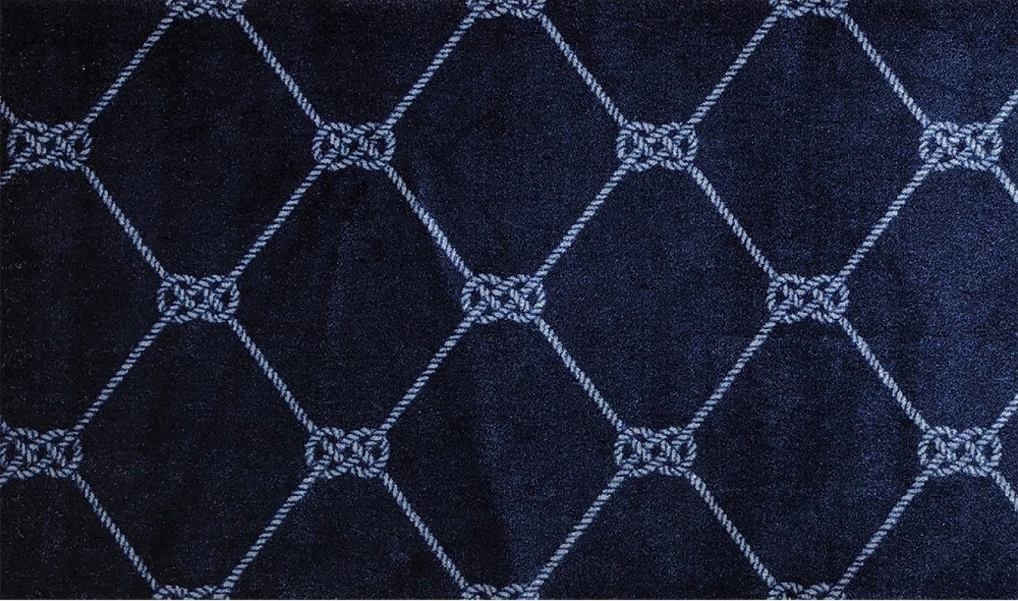 HomeRoots 2' x 3' Navy Nautical Knots Washable Floor Mat