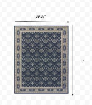 HomeRoots 2' x 3' Navy and Gray Floral Ditsy Scatter Rug