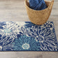 HomeRoots 2' x 3' Navy and Ivory Floral Scatter Rug