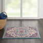 HomeRoots 2' x 3' Pink and Blue Floral Medallion Scatter Rug