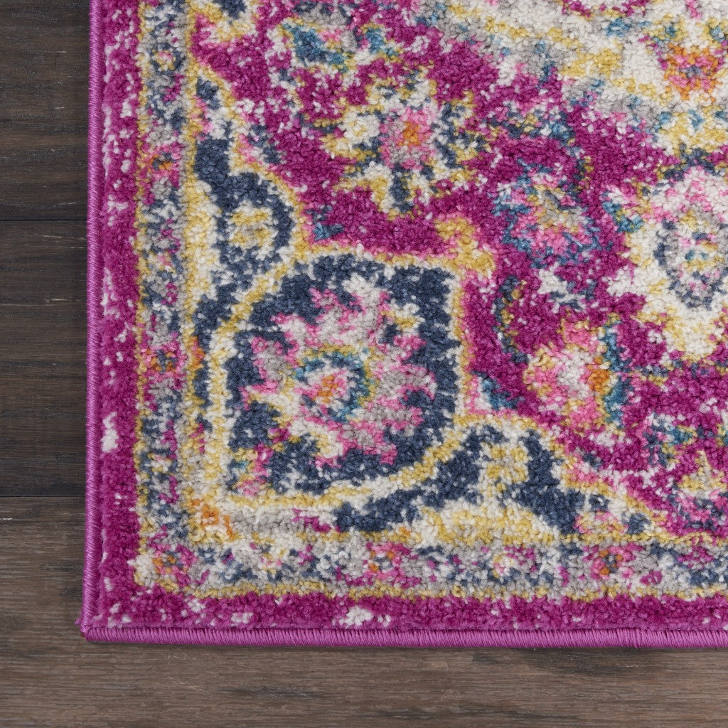 HomeRoots 2' x 3' Pink and Ivory Medallion Scatter Rug