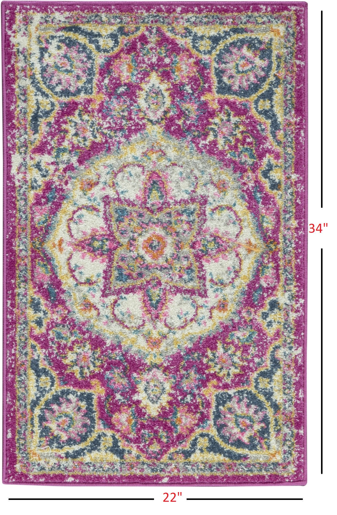 HomeRoots 2' x 3' Pink and Ivory Medallion Scatter Rug