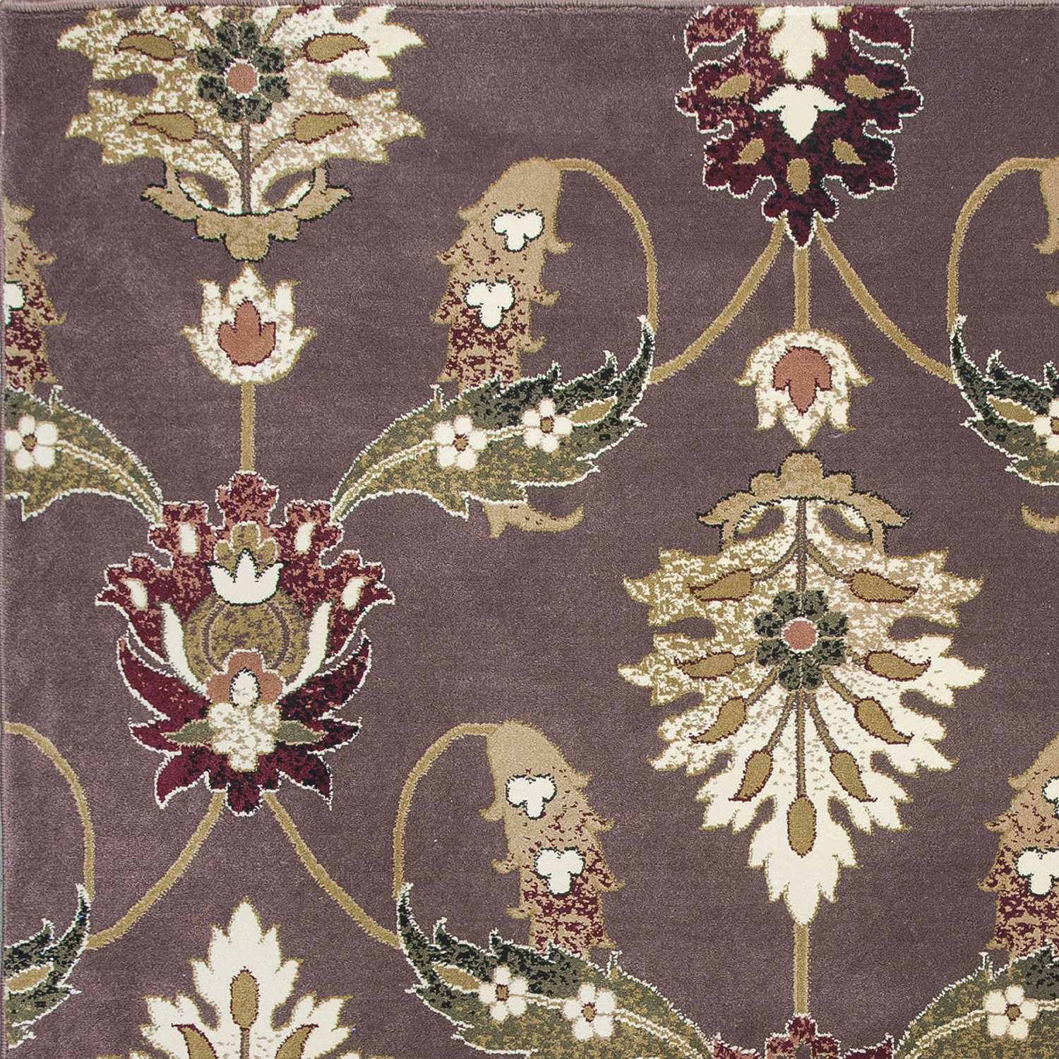 HomeRoots 2' x 3' Plum Machine Woven Floral Traditional Indoor Accent Rug