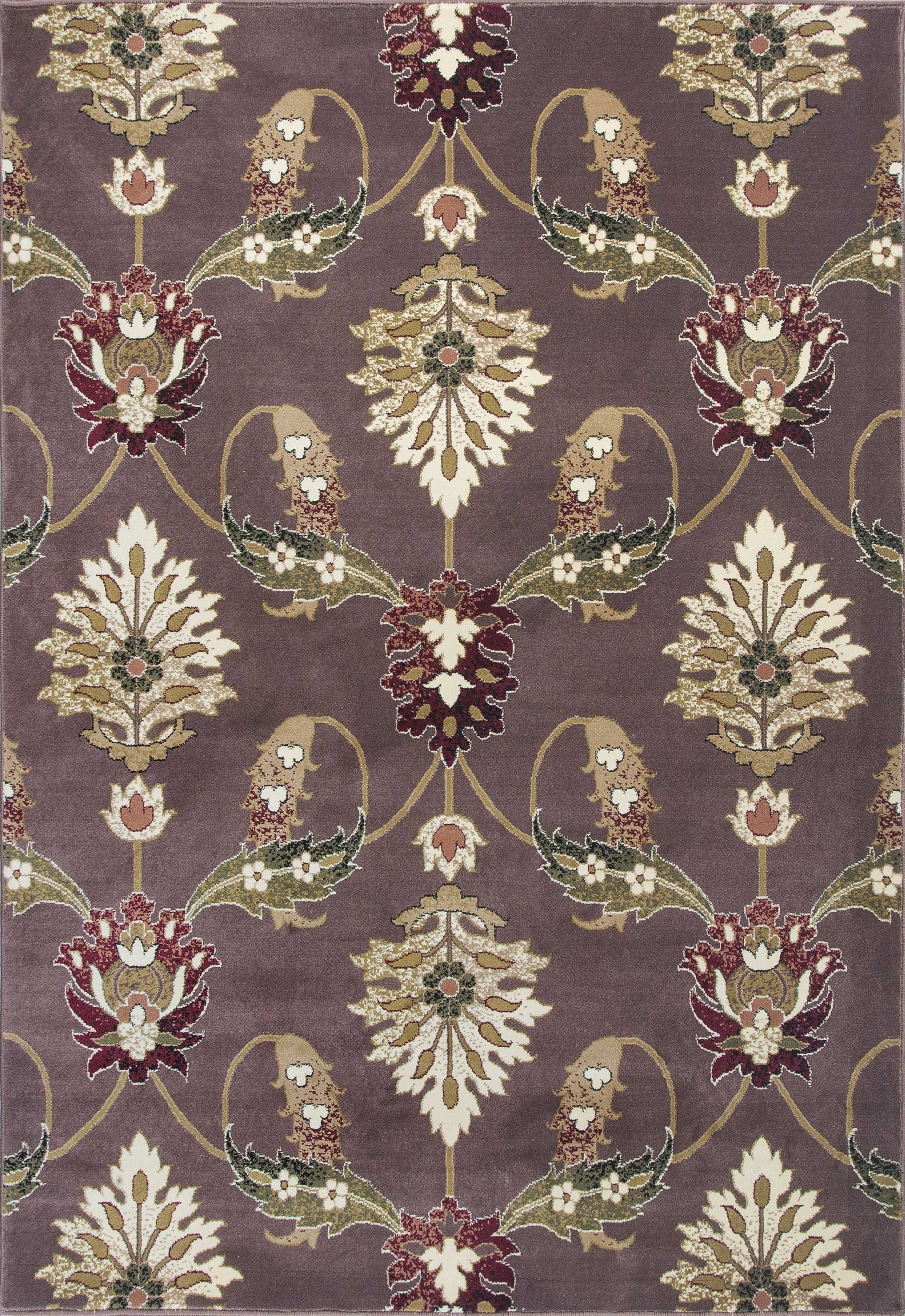 HomeRoots 2' x 3' Plum Machine Woven Floral Traditional Indoor Accent Rug