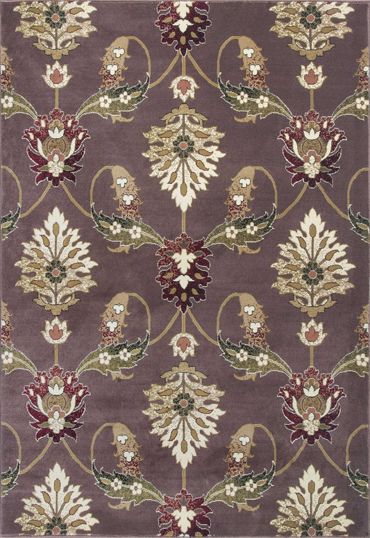 HomeRoots 2' x 3' Plum Machine Woven Floral Traditional Indoor Accent Rug