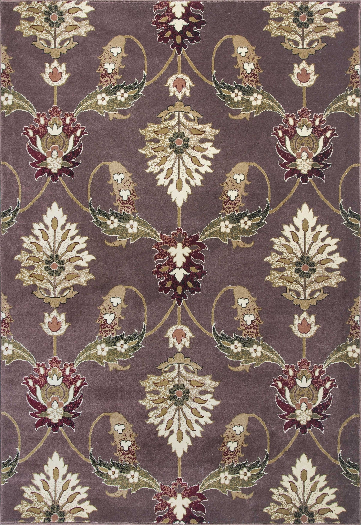 HomeRoots 2' x 3' Plum Machine Woven Floral Traditional Indoor Accent Rug