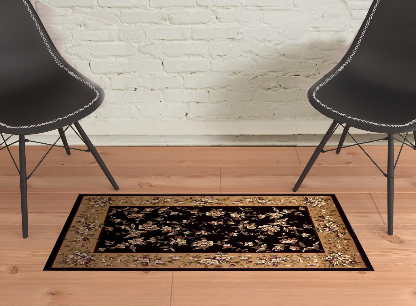HomeRoots 2' x 3' Polypropylene Black or Beige Accent Rug