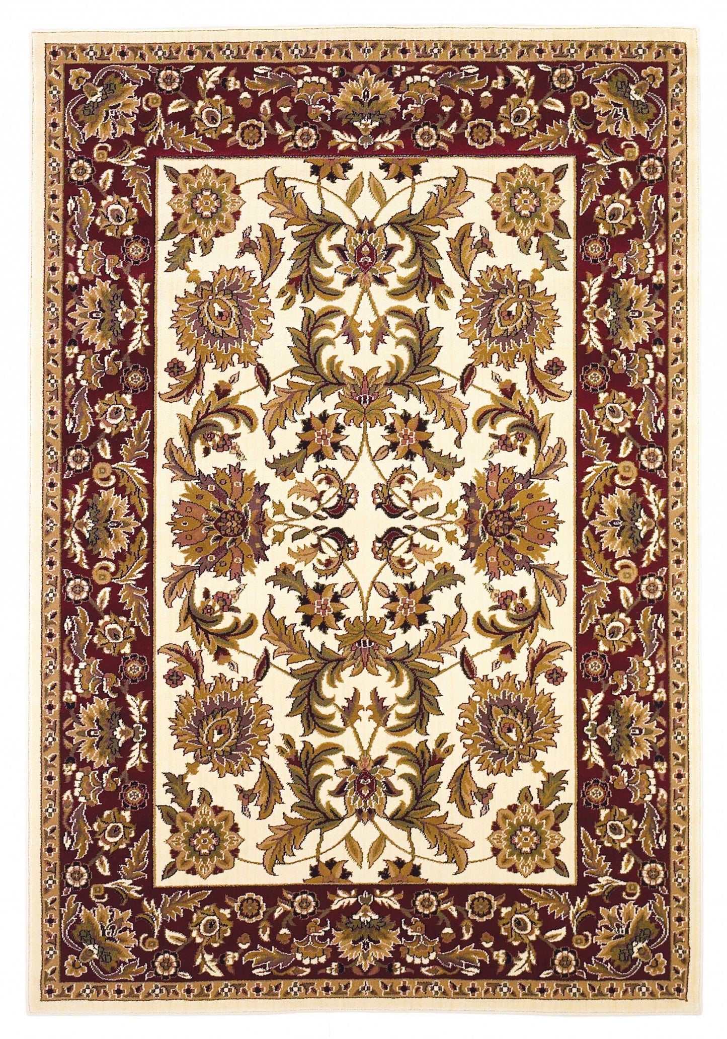 HomeRoots 2' x 3' Polypropylene Ivory or Red Accent Rug