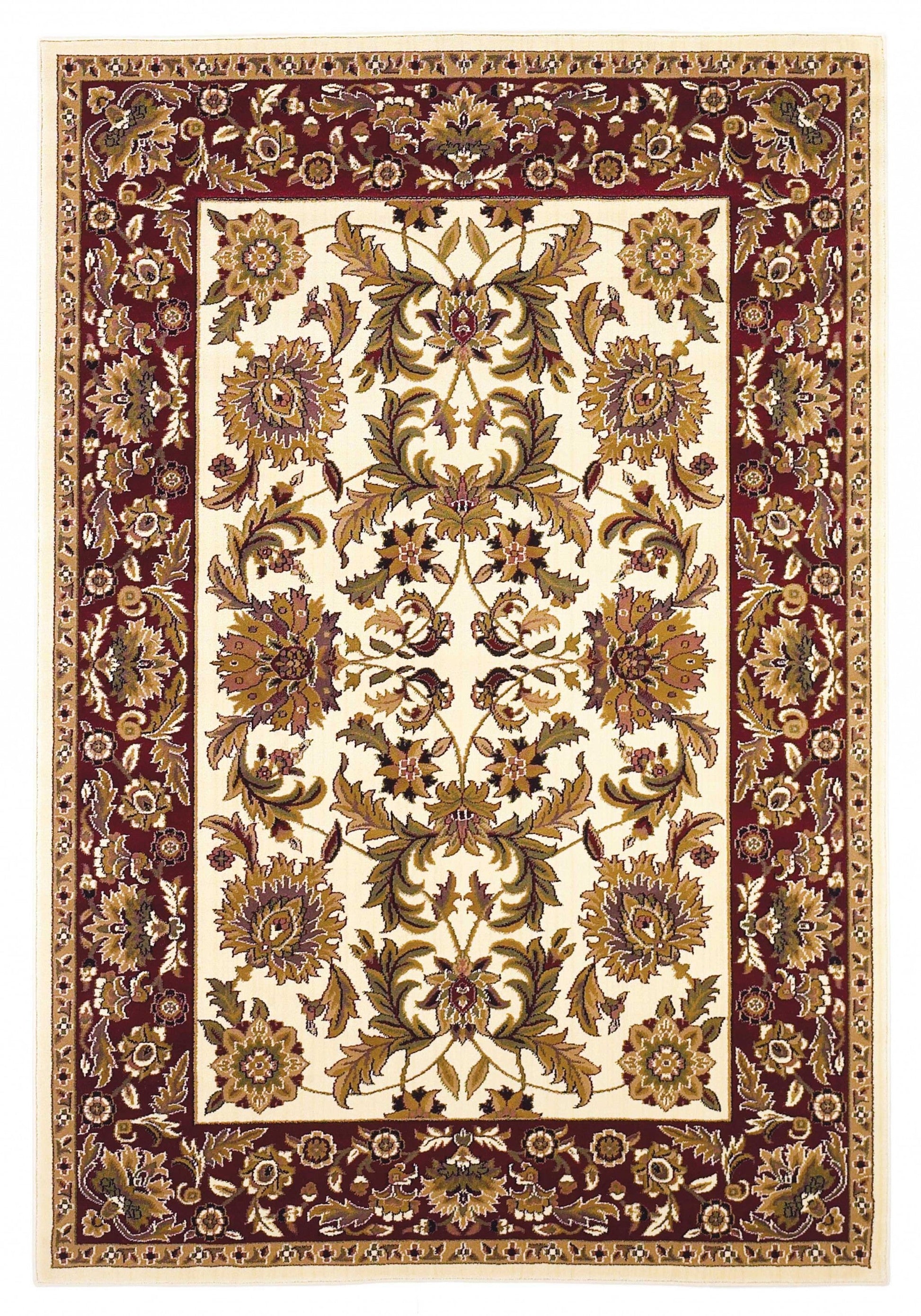 HomeRoots 2' x 3' Polypropylene Ivory or Red Accent Rug