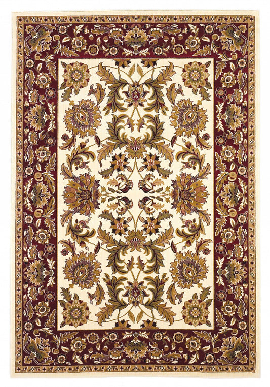 HomeRoots 2' x 3' Polypropylene Ivory or Red Accent Rug