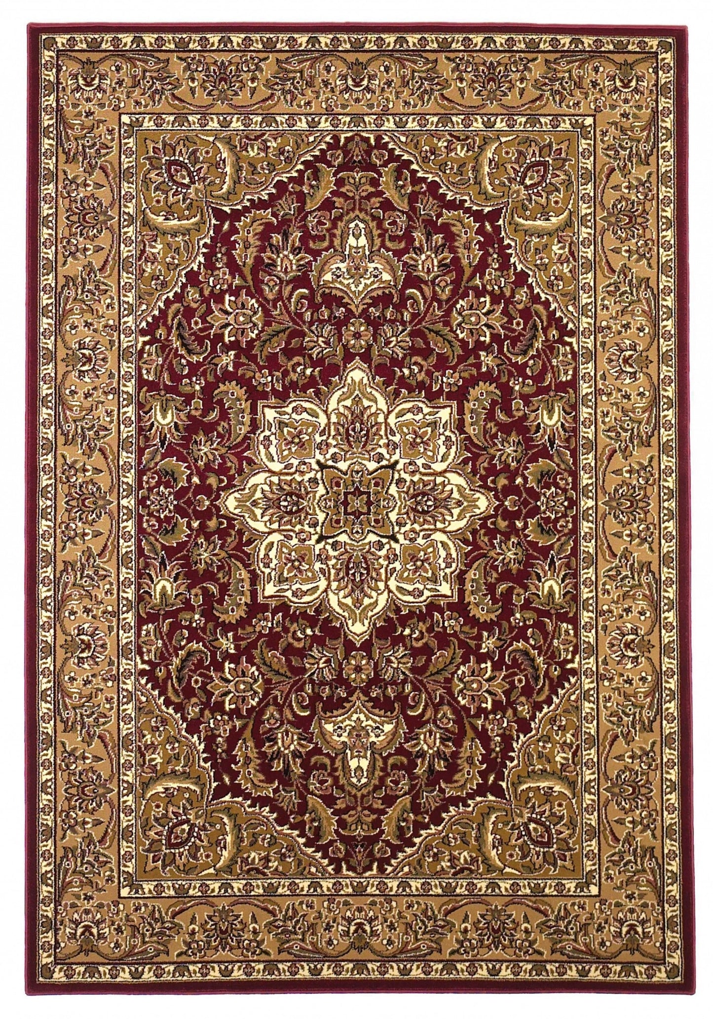 HomeRoots 2' x 3' Polypropylene Red or Beige Accent Rug
