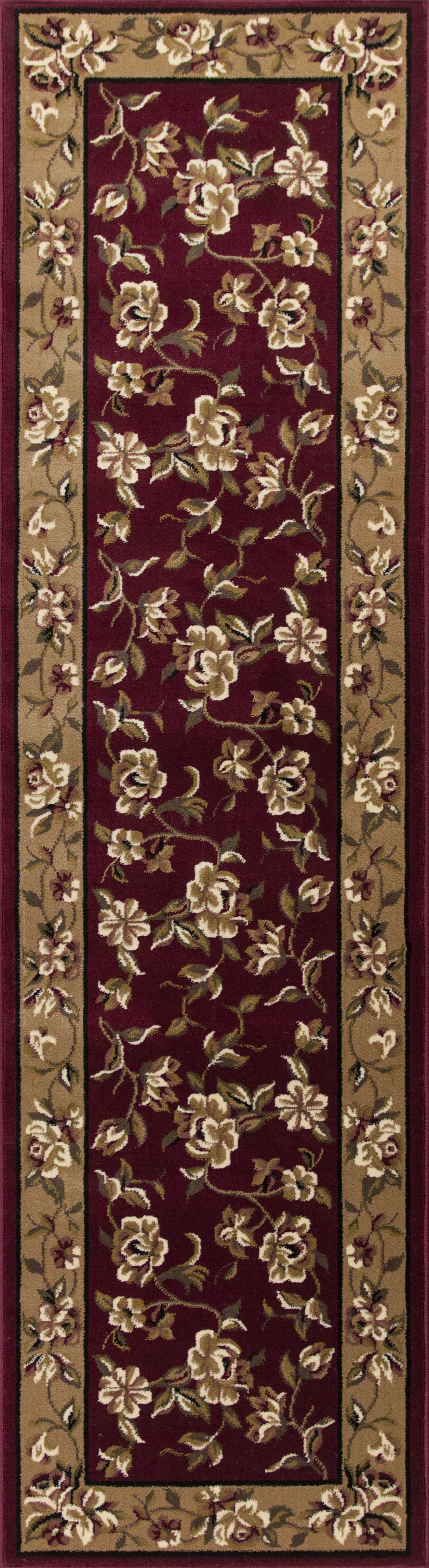 HomeRoots 2' x 3' Red Beige Machine Woven Floral Traditional Indoor Accent Rug