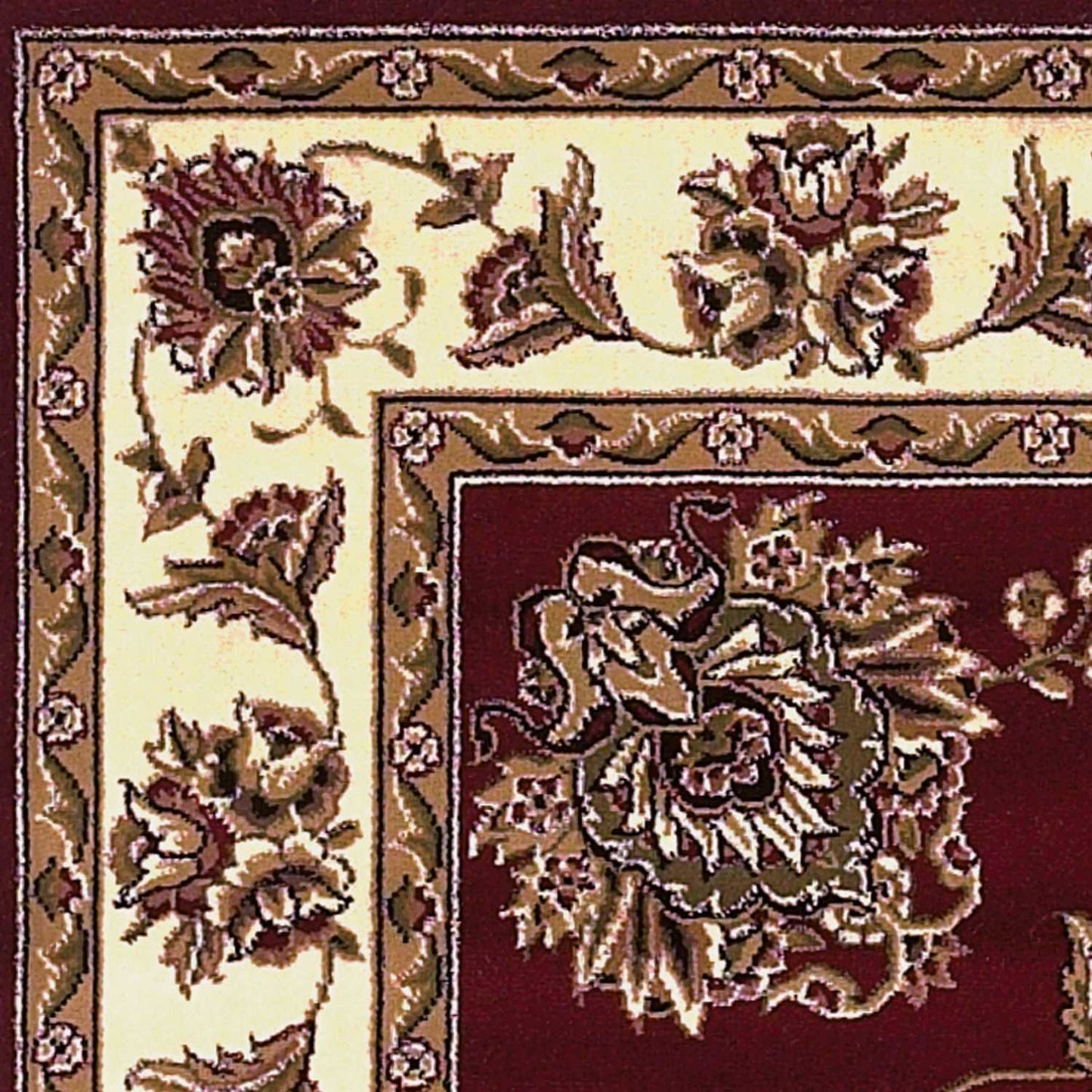 HomeRoots 2 x 3' Red Ivory Machine Woven Floral Traditional Indoor Accent Rug