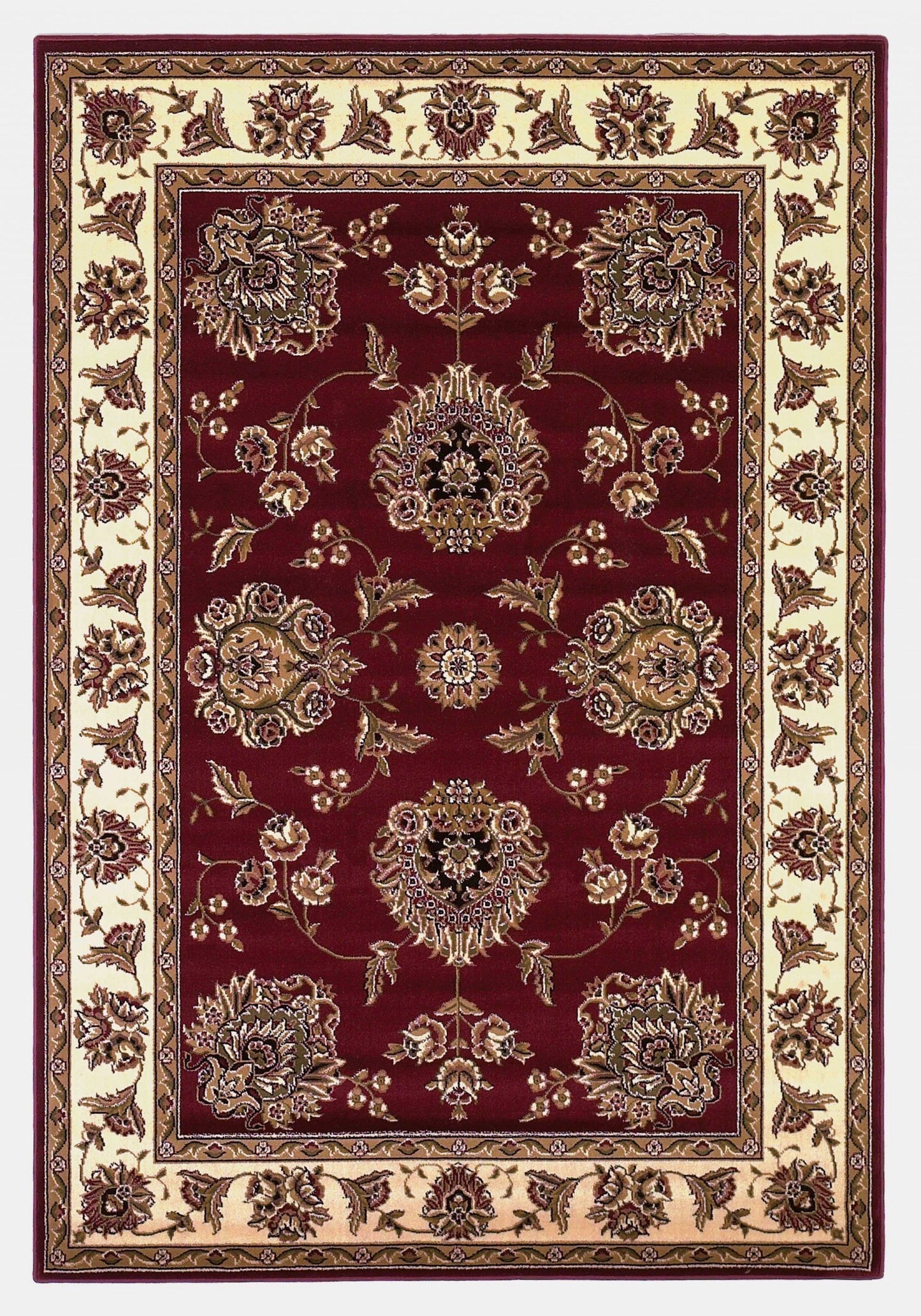 HomeRoots 2 x 3' Red Ivory Machine Woven Floral Traditional Indoor Accent Rug