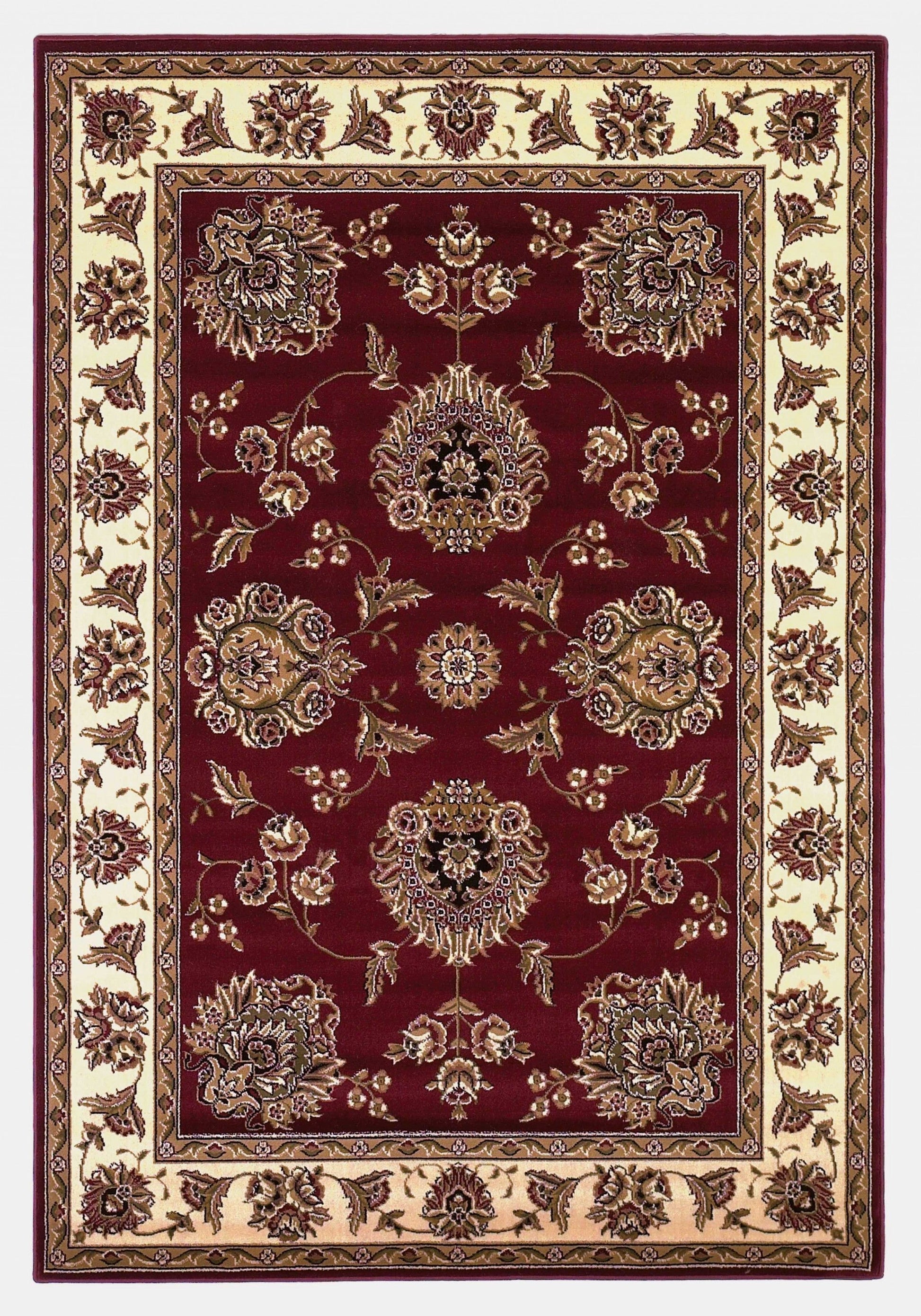 HomeRoots 2 x 3' Red Ivory Machine Woven Floral Traditional Indoor Accent Rug