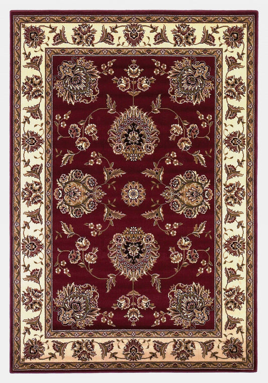 HomeRoots 2 x 3' Red Ivory Machine Woven Floral Traditional Indoor Accent Rug