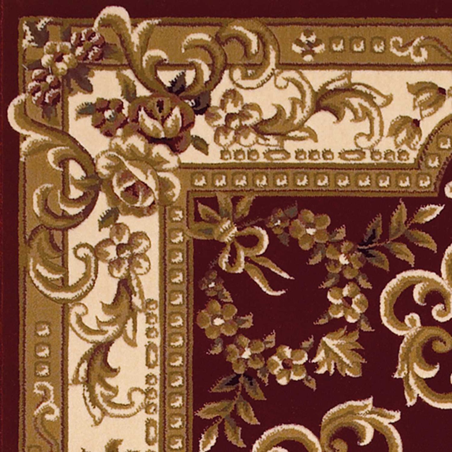 HomeRoots 2 x 3' Red Ivory Machine Woven Hand Carved Floral Medallion Indoor Accent Rug