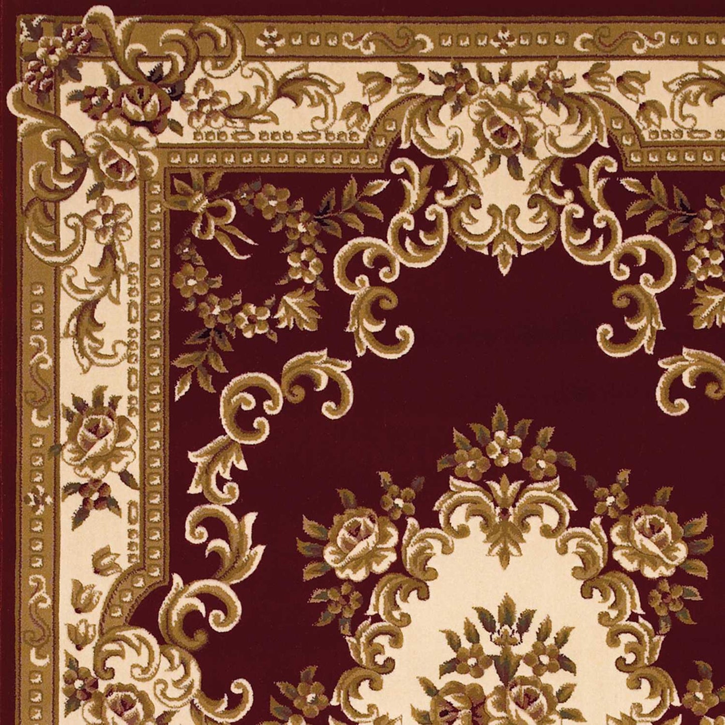 HomeRoots 2' x 3' Red Ivory Machine Woven Hand Carved Floral Medallion Indoor Accent Rug