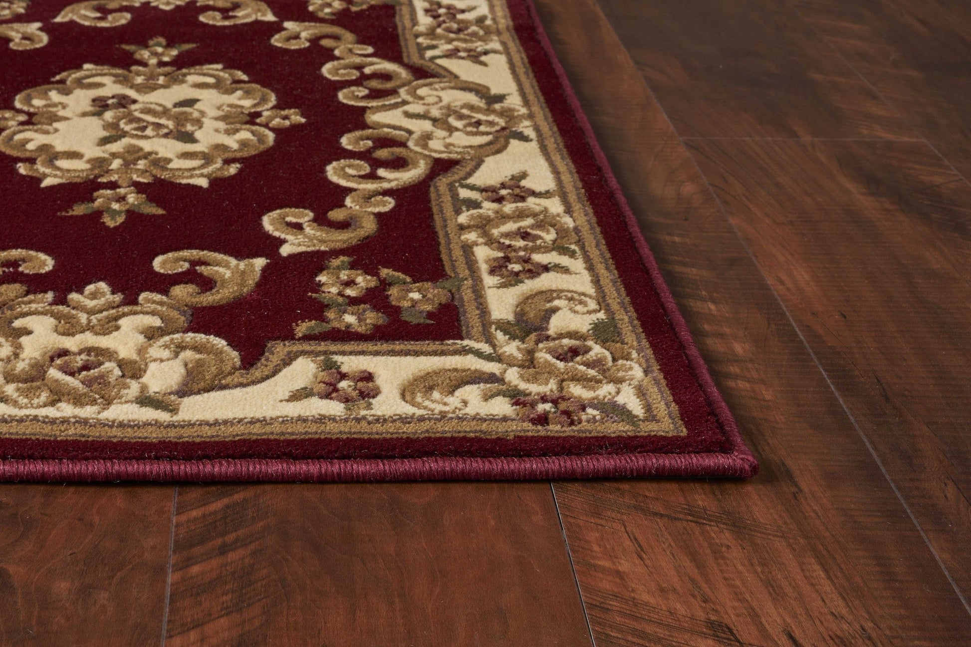 HomeRoots 2 x 3' Red Ivory Machine Woven Hand Carved Floral Medallion Indoor Accent Rug