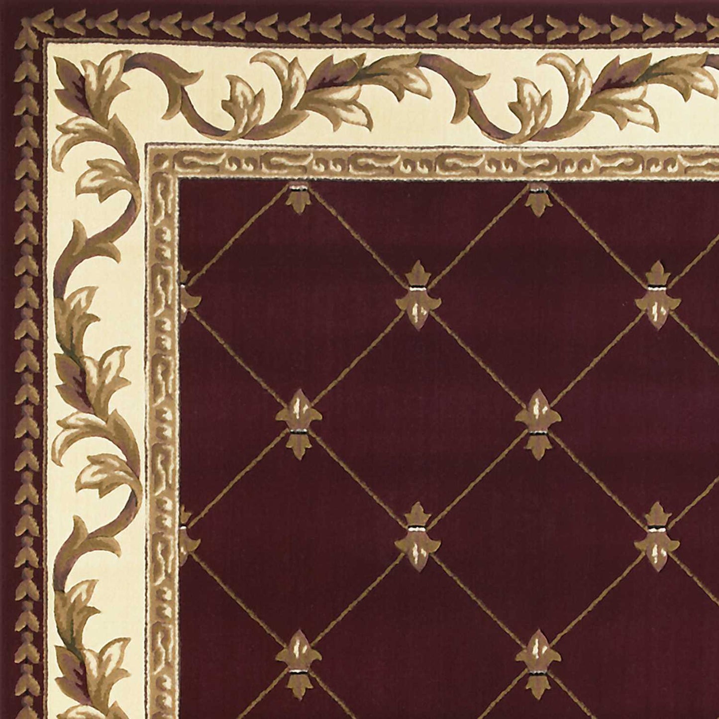 HomeRoots 2' x 3' Red Machine Woven Hand Carved Fleur De Lis Indoor Accent Rug