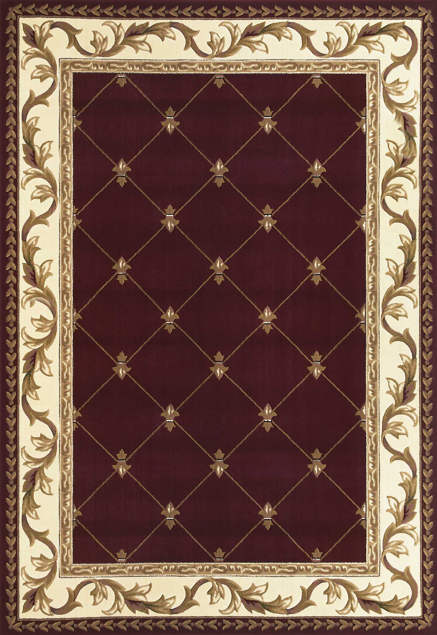 HomeRoots 2' x 3' Red Machine Woven Hand Carved Fleur De Lis Indoor Accent Rug