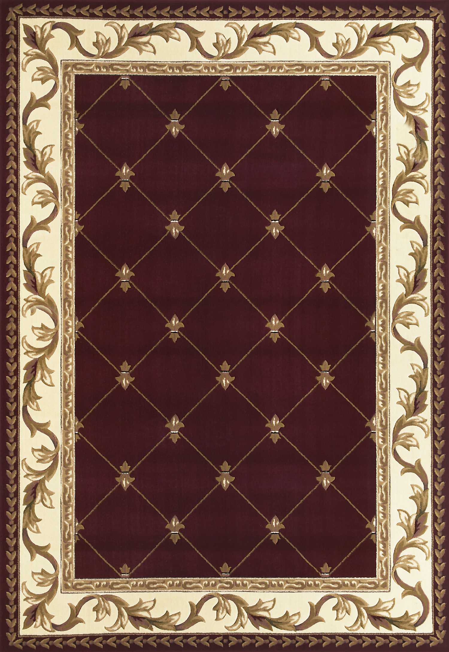 HomeRoots 2' x 3' Red Machine Woven Hand Carved Fleur De Lis Indoor Accent Rug
