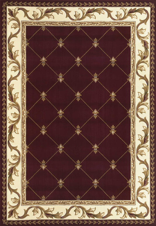 HomeRoots 2' x 3' Red Machine Woven Hand Carved Fleur De Lis Indoor Accent Rug