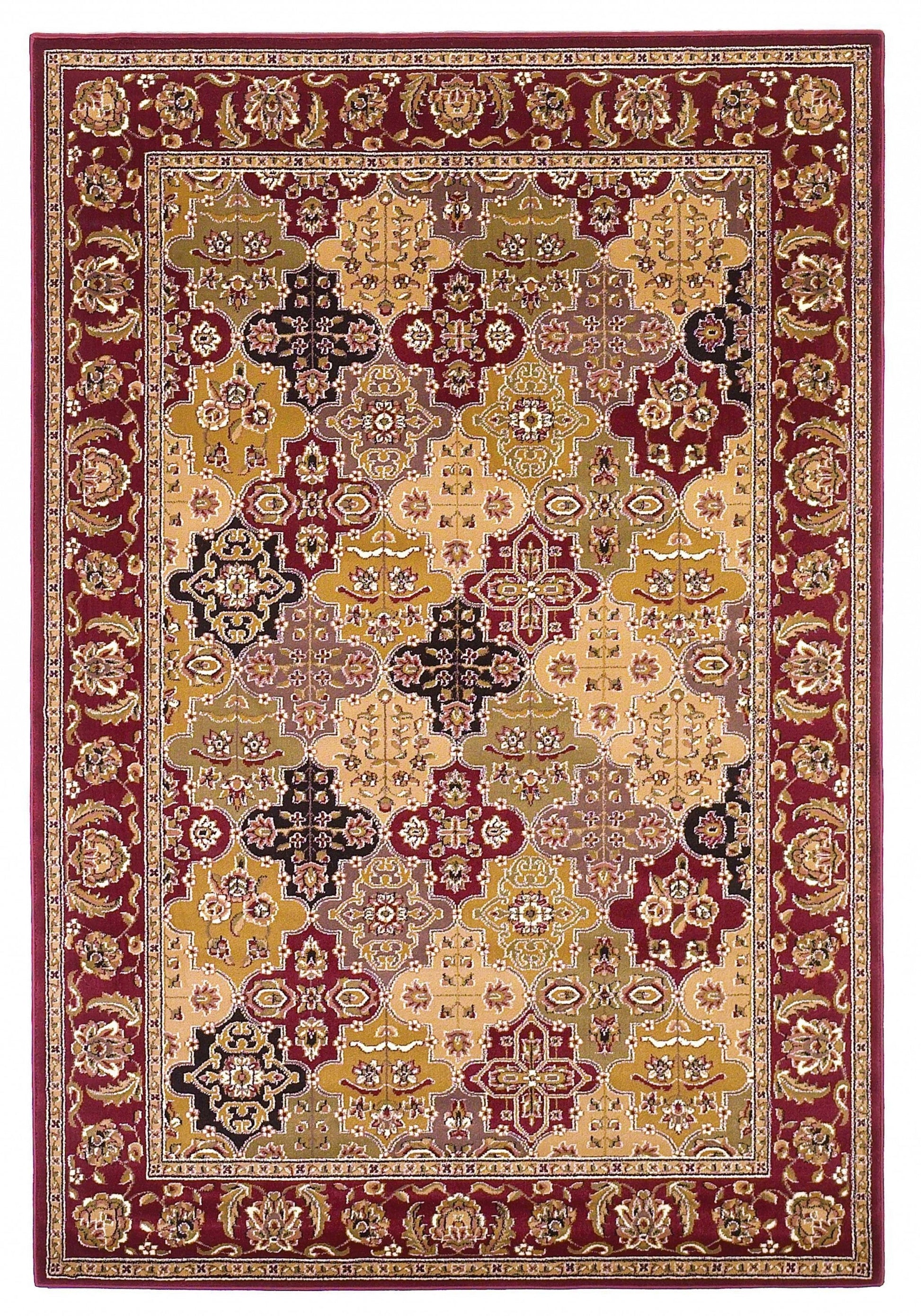 HomeRoots 2' x 3' Red Machine Woven Traditional Quatrefoil Indoor Accent Rug