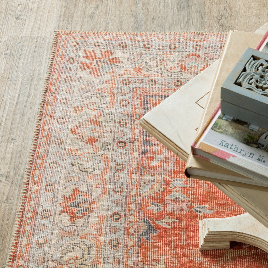 HomeRoots 2' x 3' Red and Gray Oriental Scatter Rug