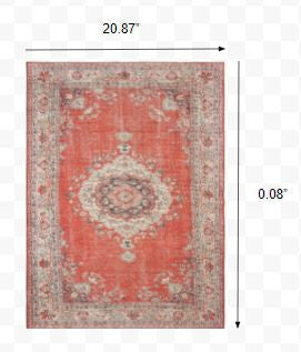 HomeRoots 2' x 3' Red and Gray Oriental Scatter Rug