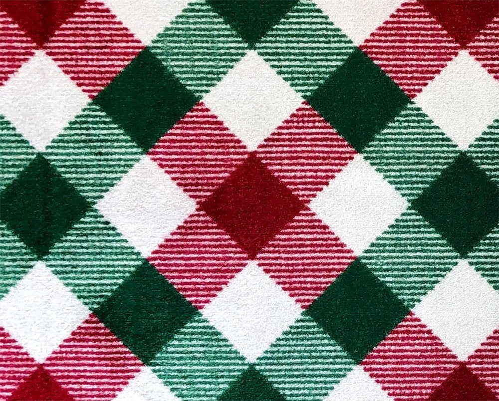 HomeRoots 2' x 3' Red and Green Plaid Washable Floor Mat