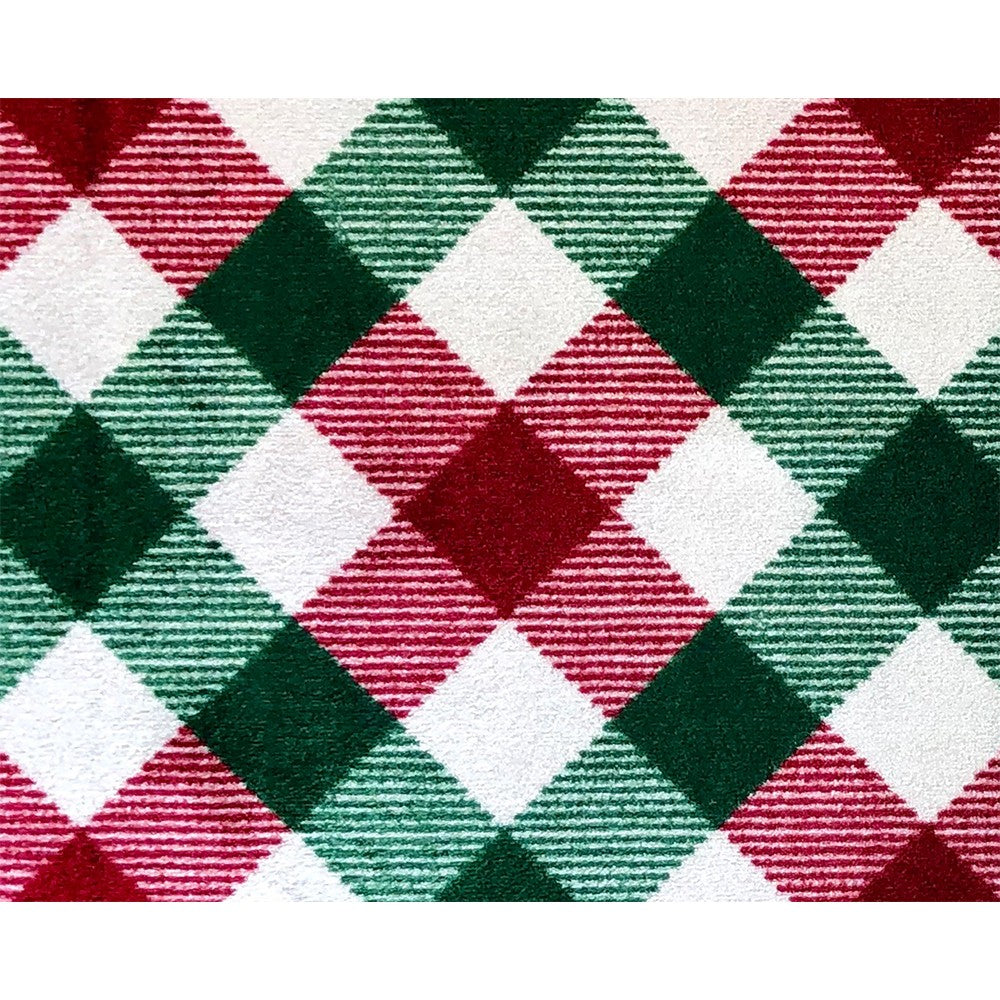 HomeRoots 2' x 3' Red and Green Plaid Washable Floor Mat