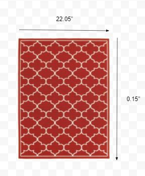 HomeRoots 2' x 3' Red and Ivory Trellis Indoor Outdoor Scatter Rug