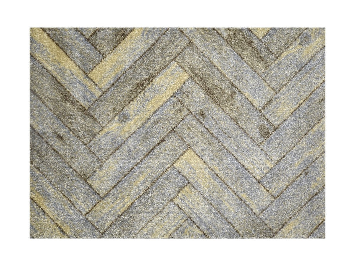 HomeRoots 2' x 3' Rustic Gray Herringbone Washable Floor Mat