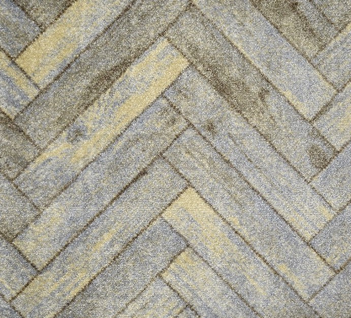 HomeRoots 2' x 3' Rustic Gray Herringbone Washable Floor Mat