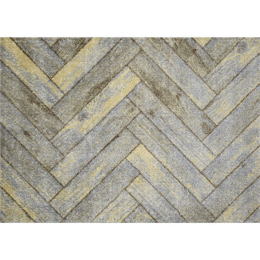 HomeRoots 2' x 3' Rustic Gray Herringbone Washable Floor Mat