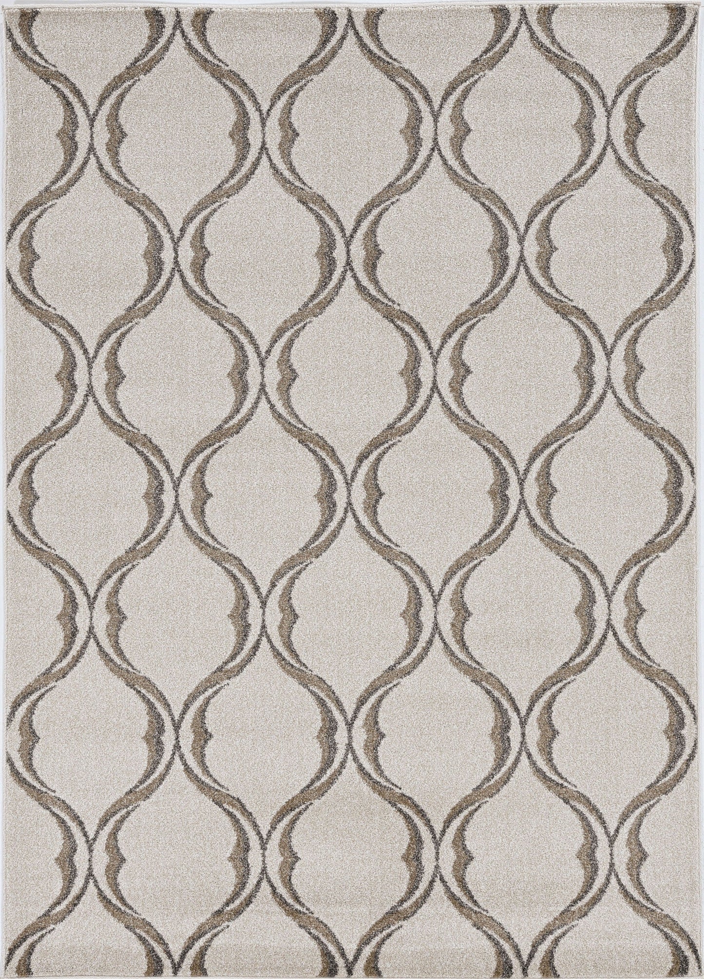 HomeRoots 2' x 3' Sand Wavy Line Pattern Accent Rug
