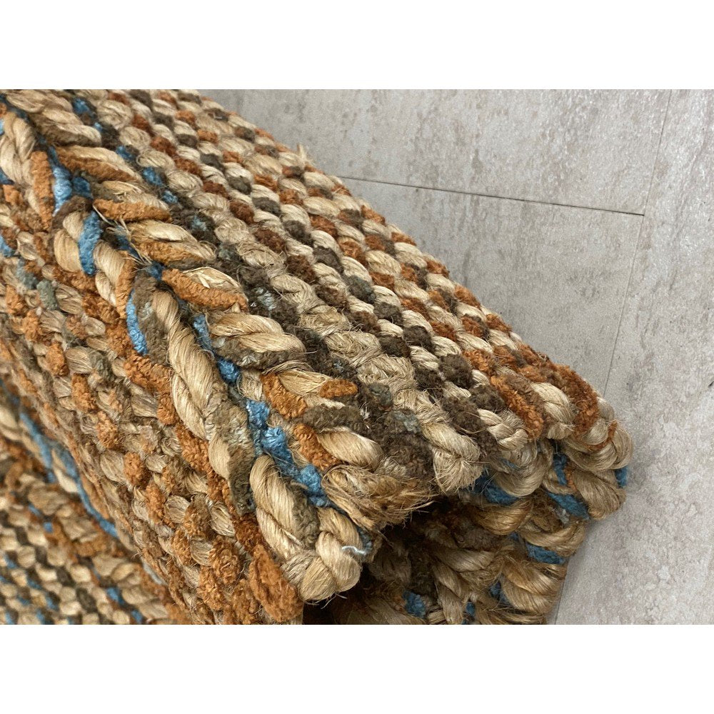 HomeRoots 2' x 3' Seafoam and Tan Braided Stripe Scatter Rug