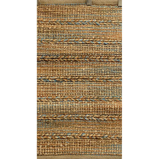 HomeRoots 2' x 3' Seafoam and Tan Braided Stripe Scatter Rug